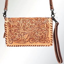 Load image into Gallery viewer, Western Leather Wallet Purse, Hand Tooled Leather Wallet, Crossbody Purse, Womens Leather Wallet, Genuine Leather, American Darling Wallet