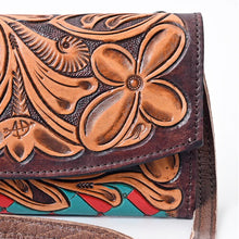 Load image into Gallery viewer, Western Leather Wallet Purse, Hand Tooled Leather Wallet, Crossbody Purse, Womens Leather Wallet, Genuine Leather, American Darling Wallet
