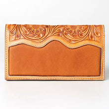 Load image into Gallery viewer, Western Hand Tooled Leather Wallet Purse, Western Buck Stitch Wallet, Leather Crossbody Purse, Genuine Leather Bag, Genuine Cowhide Bag