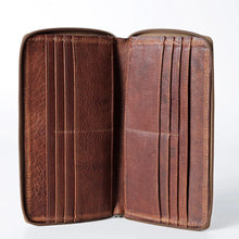 Load image into Gallery viewer, Western Hand Tooled Leather Wallet Purse, Western Buck Stitch Wallet, Leather Crossbody Purse, Genuine Leather Bag, Genuine Cowhide Bag