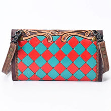 Load image into Gallery viewer, Western Leather Wallet Purse, Hand Tooled Leather Wallet, Crossbody Purse, Womens Leather Wallet, Genuine Leather, American Darling Wallet