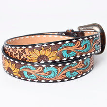 Load image into Gallery viewer, Womens Western Hand Tooled Leather Belt, Rodeo Belt, Embossed Leather Belt, Western Belt, Cowboy Belt, Cowgirl Belt, Studded Handmade Belt