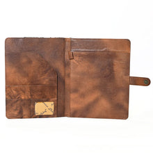 Load image into Gallery viewer, Hand Tooled Leather Portfolio, Leather Padfolio, Leather Legal Pad Portfolio, Leather Legal Pad Notebook, Tooled Leather Portfolio Envelope