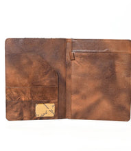 Load image into Gallery viewer, Hand Tooled Leather Portfolio, Leather Padfolio, Leather Legal Pad Portfolio, Leather Legal Pad Notebook, Tooled Leather Portfolio Envelope