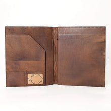 Load image into Gallery viewer, Hand Tooled Leather Portfolio, Leather Padfolio, Leather Legal Pad Portfolio, Leather Legal Pad Notebook, Tooled Leather Portfolio Envelope