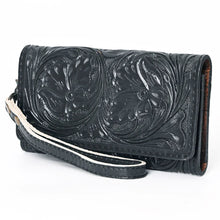 Load image into Gallery viewer, Western Hand Tooled Leather Wallet, Leather Wristlet Wallet, Genuine Leather Wallet, Cowhide Western Purse Wallet, Luxury Wallet