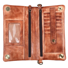 Load image into Gallery viewer, Western Leather Crossbody Wallet Purse, Vintage Leather Wallet, Distressed Leather Wallet Purse, Womens Genuine Leather Wallet