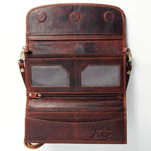 Load image into Gallery viewer, Western Leather Wallet Purse, Hand Tooled Leather Wallet, Crossbody Purse, Womens Leather Wallet, Genuine Leather Wallet