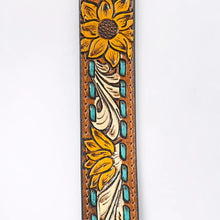 Load image into Gallery viewer, Womens Western Hand Tooled Leather Belt, Rodeo Belt, Embossed Leather Belt, Western Belt, Cowboy Belt, Cowgirl Belt, Handmade Sunflower Belt