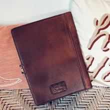 Load image into Gallery viewer, Hand Tooled Leather Portfolio, Leather Padfolio, Leather Legal Pad Portfolio, Leather Legal Pad Notebook, Tooled Leather Portfolio Envelope