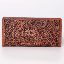 Load image into Gallery viewer, Western Hand Tooled Leather Wallet, Hand Painted Sunflower Leather Wallet, Leather Flower Wallet, Genuine Leather Clutch, Western Purse,
