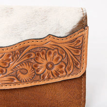 Load image into Gallery viewer, Western Leather Wallet, Hand Tooled Leather Wallet, Hair On Cowhide Wallet, Womens Leather Wallet, Genuine Leather Wallet