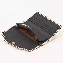 Load image into Gallery viewer, Western Hand Tooled Leather Wallet Purse, Western Buck Stitch Wallet, Leather Clutch, Genuine Leather Hand Handled Wallet, Handmade Wallet