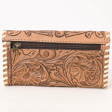 Load image into Gallery viewer, Western Hand Tooled Leather Wallet Purse, Western Buck Stitch Wallet, Leather Clutch, Genuine Leather Hand Handled Wallet, Handmade Wallet