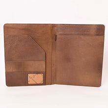Load image into Gallery viewer, Hand Tooled Leather Portfolio, Leather Padfolio, Leather Legal Pad Portfolio, Leather Legal Pad Notebook, Tooled Leather Portfolio Envelope