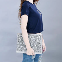 Load image into Gallery viewer, Hand Tooled Leather Portfolio, Leather Padfolio, Leather Legal Pad Portfolio, Leather Legal Pad Notebook, Tooled Leather Portfolio Envelope