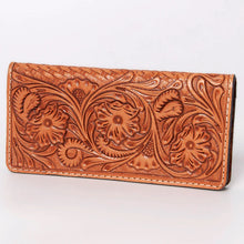 Load image into Gallery viewer, Western Hand Tooled Leather Wallet, Hand Painted Sunflower Leather Wallet, Leather Flower Wallet, Genuine Leather Clutch, Western Purse,