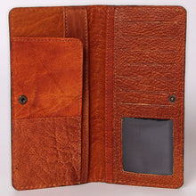 Load image into Gallery viewer, Western Hand Tooled Leather Wallet, Hand Painted Sunflower Leather Wallet, Leather Flower Wallet, Genuine Leather Clutch, Western Purse,