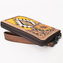 Load image into Gallery viewer, Western Hand Tooled Leather Wallet Purse, Leather Wristlet Wallet, Saddle Blanket Wallet, Genuine Leather Bag, Western Purse, Luxury Wallet