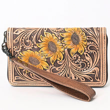 Load image into Gallery viewer, Western Hand Tooled Leather Wallet Purse, Leather Wristlet Wallet, Saddle Blanket Wallet, Genuine Leather Bag, Western Purse, Luxury Wallet