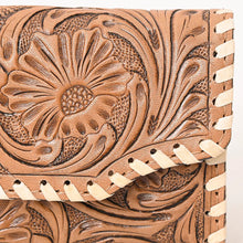 Load image into Gallery viewer, Western Hand Tooled Leather Wallet Purse, Western Buck Stitch Wallet, Leather Clutch, Genuine Leather Hand Handled Wallet, Handmade Wallet