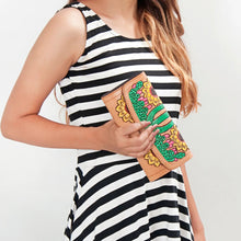 Load image into Gallery viewer, Western Hand Tooled Leather Wallet, Leather Clutch Purse, Cowhide Purse, Hand Painted Leather Wallet, Genuine Cowhide Western Wallet