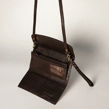 Load image into Gallery viewer, Western Hand Tooled Leather Wallet, Leather Clutch Purse, Cowhide Purse, Leather Crossbody Wallet, Genuine Cowhide Western Wallet