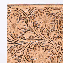 Load image into Gallery viewer, Hand Tooled Leather Day Planner Cover, Leather Planner Cover, Leather Journal Cover, Leather Portfolio, Leather Notebook Cover