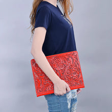 Load image into Gallery viewer, Hand Tooled Leather Portfolio, Leather Padfolio, Leather Legal Pad Portfolio, Leather Legal Pad Notebook, Tooled Leather Portfolio Envelope