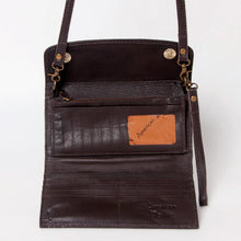 Load image into Gallery viewer, Western Hand Tooled Leather Wallet, Leather Clutch Purse, Cowhide Purse, Leather Crossbody Wallet, Genuine Cowhide Western Wallet