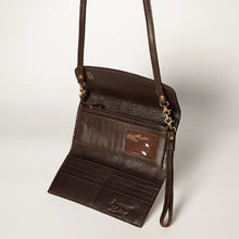 Load image into Gallery viewer, Western Hand Tooled Leather Wallet, Leather Clutch Purse, Cowhide Purse, Leather Crossbody Wallet, Genuine Cowhide Western Wallet