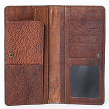 Load image into Gallery viewer, Western Hand Tooled Leather Wallet Purse, Leather Sunflower Wallet, Handmade Womens Leather Wallet, Hand Painted Wallet