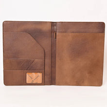 Load image into Gallery viewer, Hand Tooled Leather Portfolio, Leather Padfolio, Leather Legal Pad Portfolio, Leather Legal Pad Notebook, Tooled Leather Portfolio Envelope