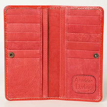 Load image into Gallery viewer, Western Hand Tooled Leather Wallet, Yellow Leather Wallet, Genuine Leather Clutch, Western Purse, Luxury Wallet, Hand Painted Leather Wallet