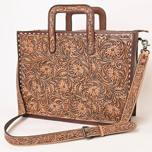 Load image into Gallery viewer, Western Hand Tooled Leather Purse, Western Tote Bag, Genuine Leather Shoulder Bag, Western Crossbody Purse, Genuine Leather Purse