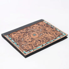 Load image into Gallery viewer, Hand Tooled Leather Portfolio, Leather Padfolio, Leather Legal Pad Portfolio, Leather Legal Pad Notebook, Tooled Leather Portfolio Envelope