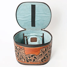 Load image into Gallery viewer, Western Leather Jewelry Case, Hand Tooled Leather Jewelry Box, Jewelry Box Safe, Leather Make Up Case, Cowhide Leather Jewelry Holder
