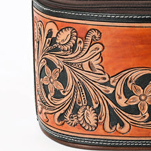 Load image into Gallery viewer, Western Leather Jewelry Case, Hand Tooled Leather Jewelry Box, Jewelry Box Safe, Leather Make Up Case, Cowhide Leather Jewelry Holder