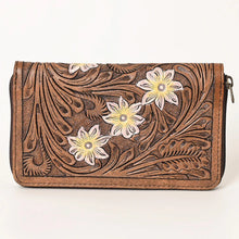 Load image into Gallery viewer, Western Hand Tooled Leather Wallet, Genuine Leather Wallet, Zipper Wallet, Genuine Leather Bag, Western Purse, Luxury Wallet