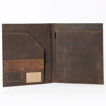 Load image into Gallery viewer, Hand Tooled Leather Portfolio, Leather Padfolio, Leather Legal Pad Portfolio, Leather Legal Pad Notebook, Tooled Leather Portfolio Envelope
