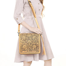 Load image into Gallery viewer, Western Hand Tooled Leather Purse, Western Tote Bag, Leather Crossbody Purse, Messenger Purse, Genuine Western Leather Crossbody Purse