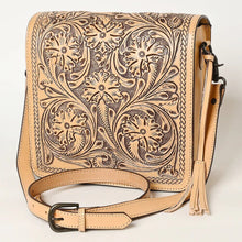Load image into Gallery viewer, Western Hand Tooled Leather Purse, Western Tote Bag, Leather Crossbody Purse, Messenger Purse, Genuine Western Leather Crossbody Purse