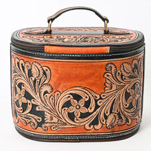 Load image into Gallery viewer, Western Leather Jewelry Case, Hand Tooled Leather Jewelry Box, Jewelry Box Safe, Leather Make Up Case, Cowhide Leather Jewelry Holder