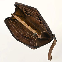 Load image into Gallery viewer, Western Hand Tooled Leather Wallet, Genuine Leather Wristlet Wallet, Zipper Wallet, Genuine Leather Bag, Western Purse, Leather Wallet