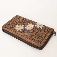 Load image into Gallery viewer, Western Hand Tooled Leather Wallet, Genuine Leather Wallet, Zipper Wallet, Genuine Leather Bag, Western Purse, Luxury Wallet