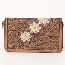 Load image into Gallery viewer, Western Hand Tooled Leather Wallet, Genuine Leather Wallet, Zipper Wallet, Genuine Leather Bag, Western Purse, Luxury Wallet