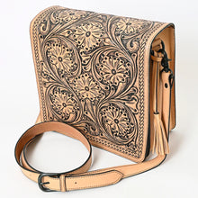 Load image into Gallery viewer, Western Hand Tooled Leather Purse, Western Tote Bag, Leather Crossbody Purse, Messenger Purse, Genuine Western Leather Crossbody Purse