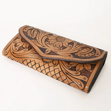 Load image into Gallery viewer, Western Hand Tooled Leather Wallet Purse, Leather Sunflower Wallet, Genuine Leather Bag, Genuine Cowhide Bag, Western Purse, Luxury Wallet