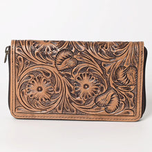 Load image into Gallery viewer, Western Hand Tooled Leather Wallet, Genuine Leather Wallet, Zipper Wallet, Genuine Leather Bag, Western Purse, Luxury Wallet