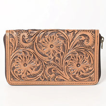 Load image into Gallery viewer, Western Hand Tooled Leather Wallet, Genuine Leather Wallet, Zipper Wallet, Genuine Leather Bag, Western Purse, Luxury Wallet